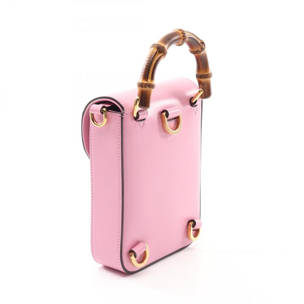 GUCCI Bamboo Handbag Leather Women's Pink 702106 - Picture 3 of 7